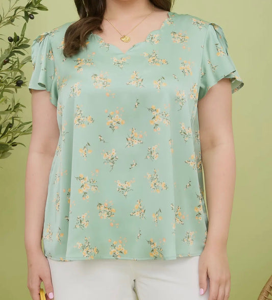 Mint Blossom Plus Size Top