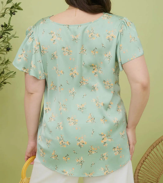 Mint Blossom Plus Size Top
