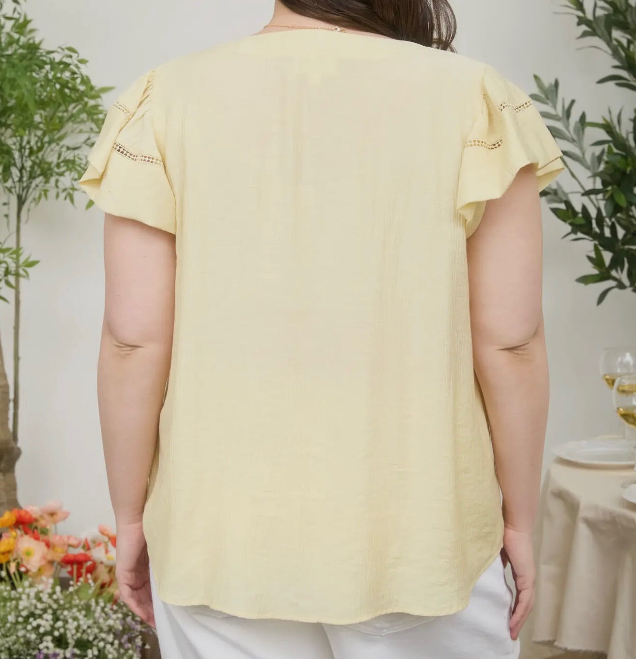 Soft Glow Flutter Sleeve Plus Size Top
