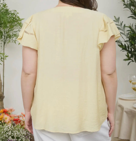 Soft Glow Flutter Sleeve Plus Size Top