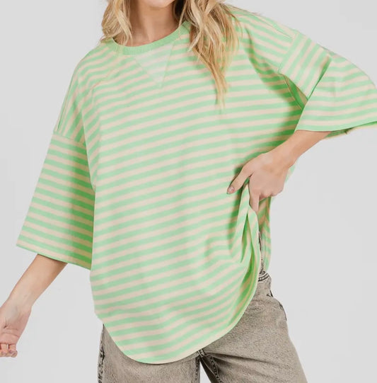 Pastel Horizon Striped Oversized Top
