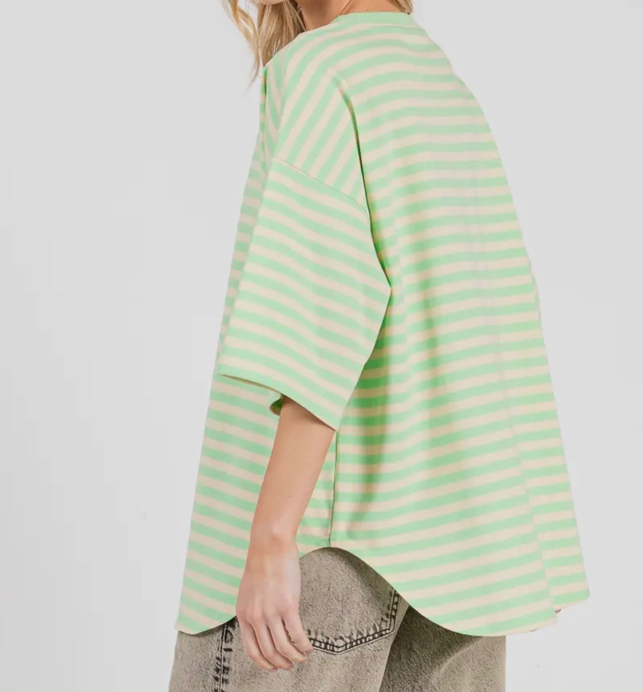 Pastel Horizon Striped Oversized Top