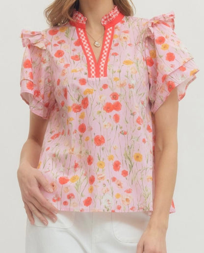 Poppyfield Picnic Puff Sleeve Top