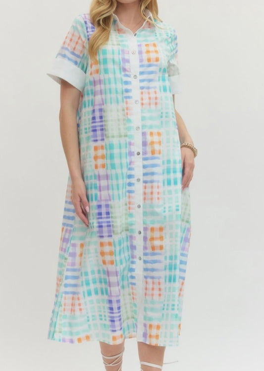 Front Porch Patchwork Midi Dress