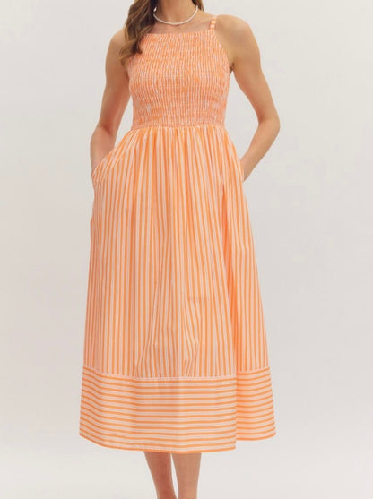 Creamsicle Days Striped Midi Dress