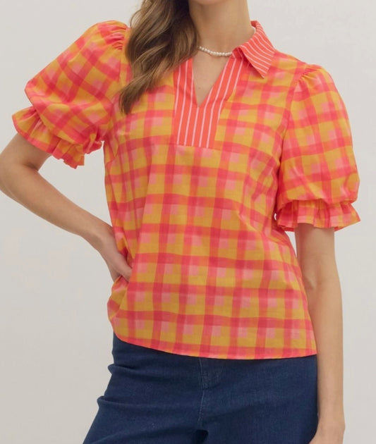 Marmalade Gingham Collared Top