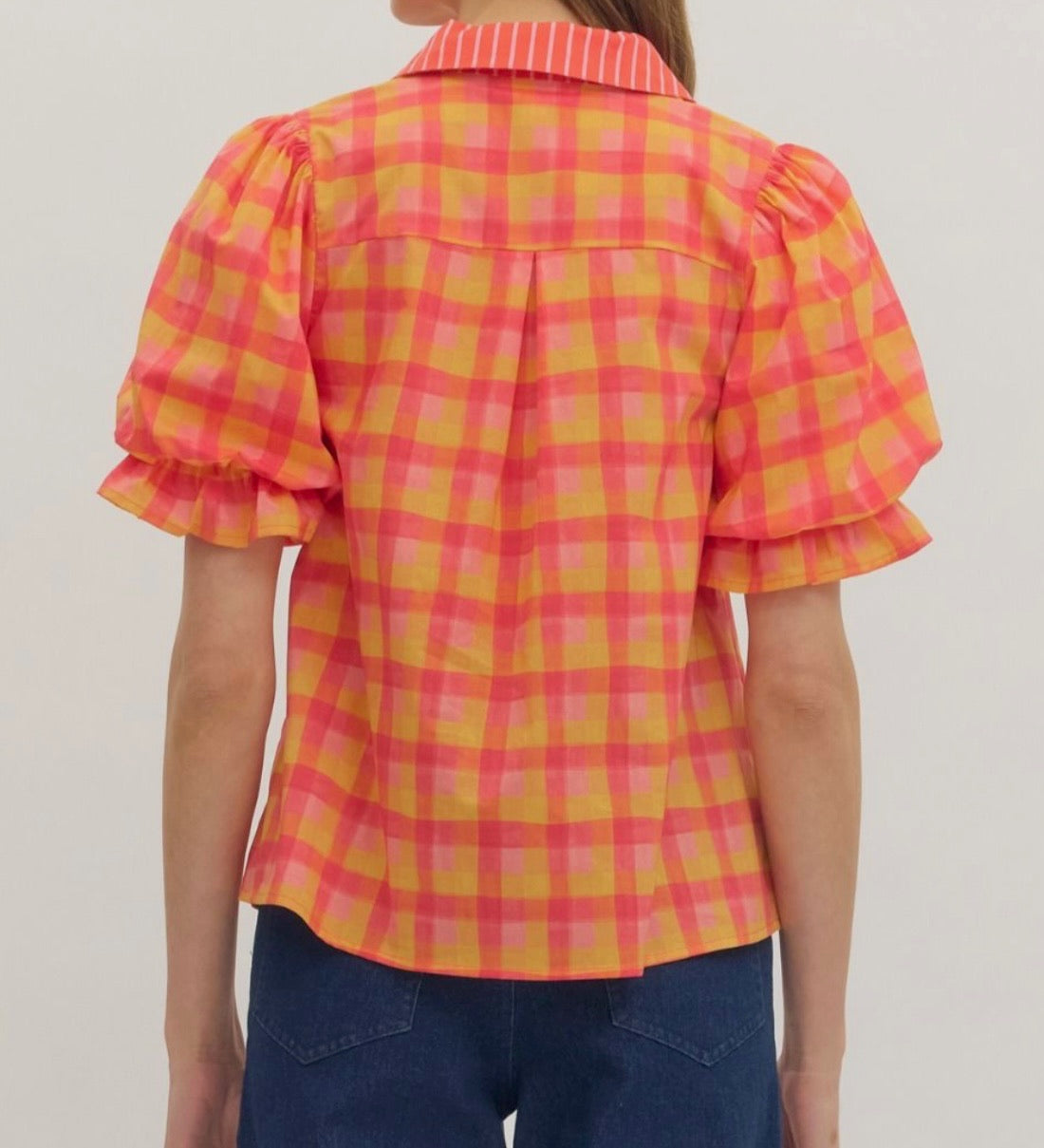 Marmalade Gingham Collared Top