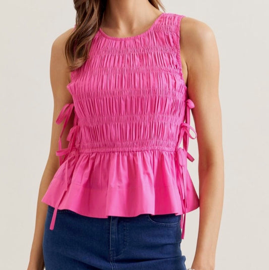 Blushing Belle Smocked Side Tie Top