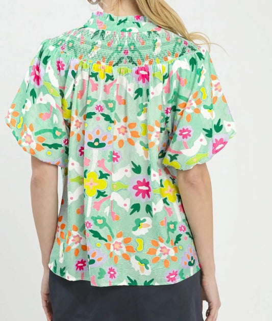 Petal Parade Smocked Neck Top