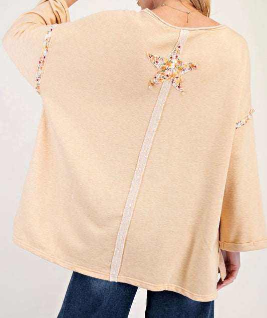 Peace Emblem Oversized Patchwork Top