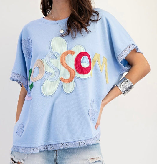 Blossom Lace Trim Oversized Top