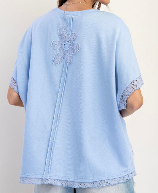 Blossom Lace Trim Oversized Top