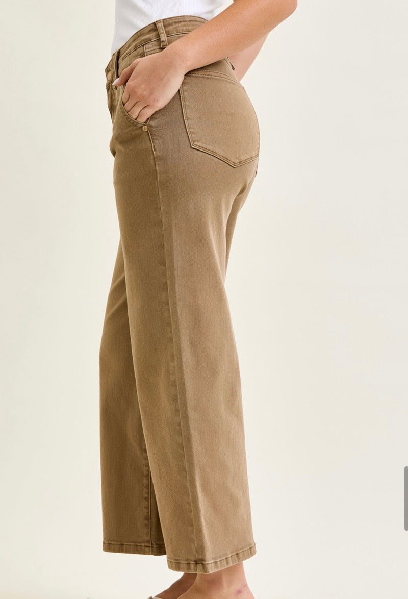 Judy Blue Golden Brown High Waisted Wide Ankle Jeans - 88109