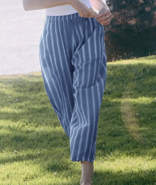 Silk Fence Striped Capri Pant