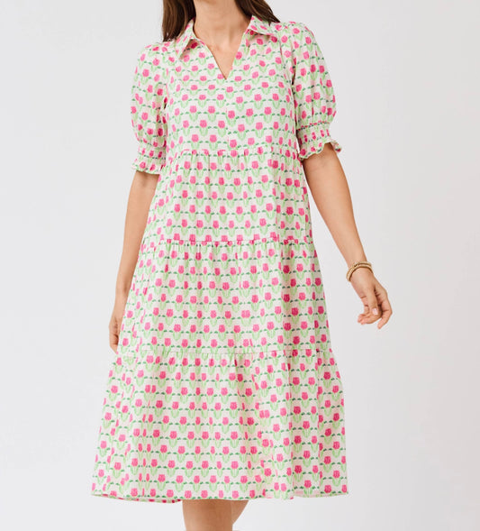 Petalprint Promenade Collared Midi Dress