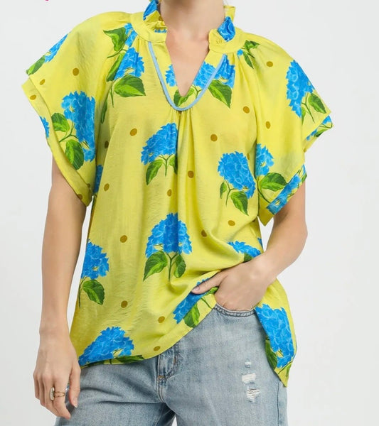 Blue Hydrangea Sunshine Blouse