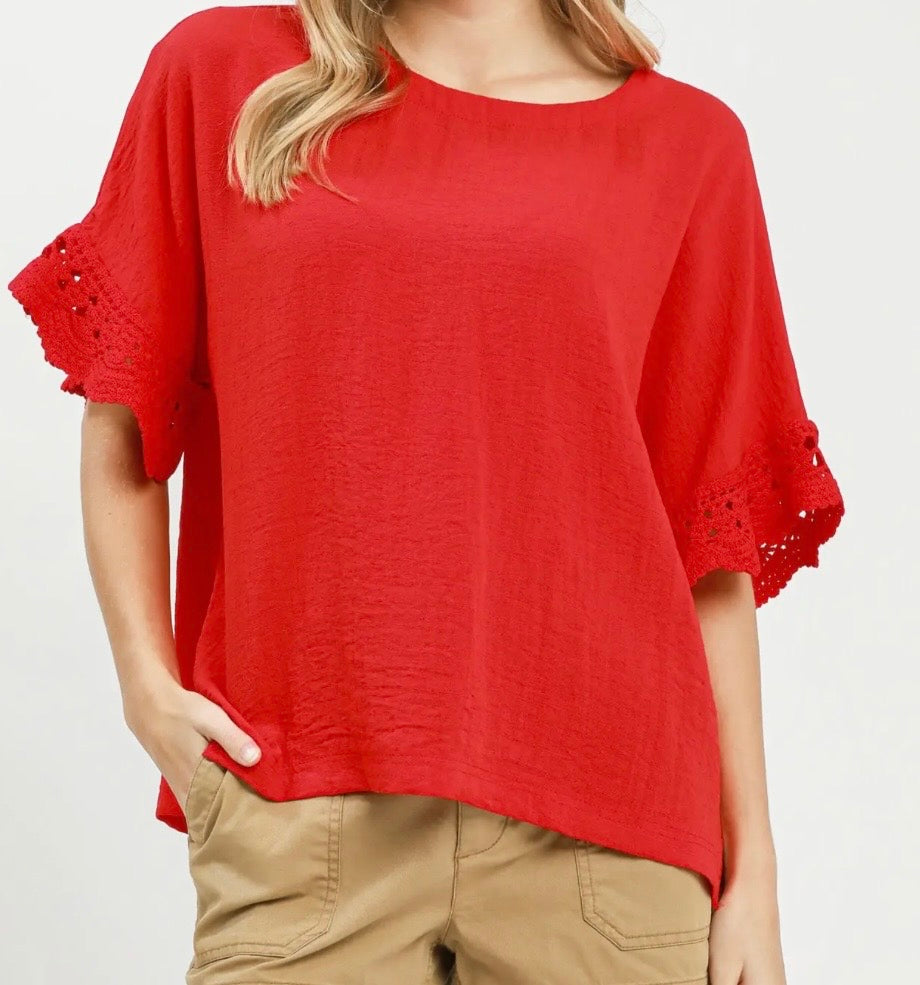 Cherry Eyelet Top