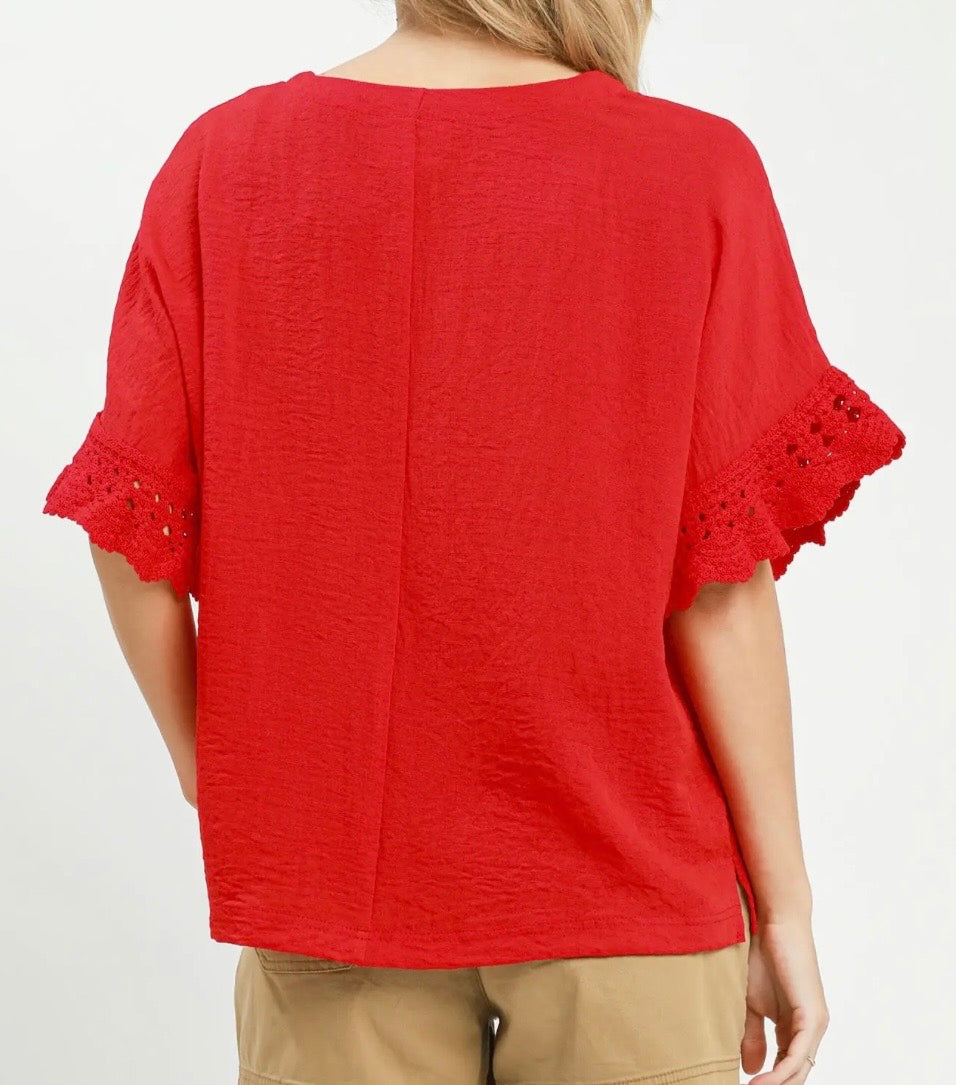Cherry Eyelet Top