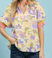 Pastel Petals Ruffle-Neck Top