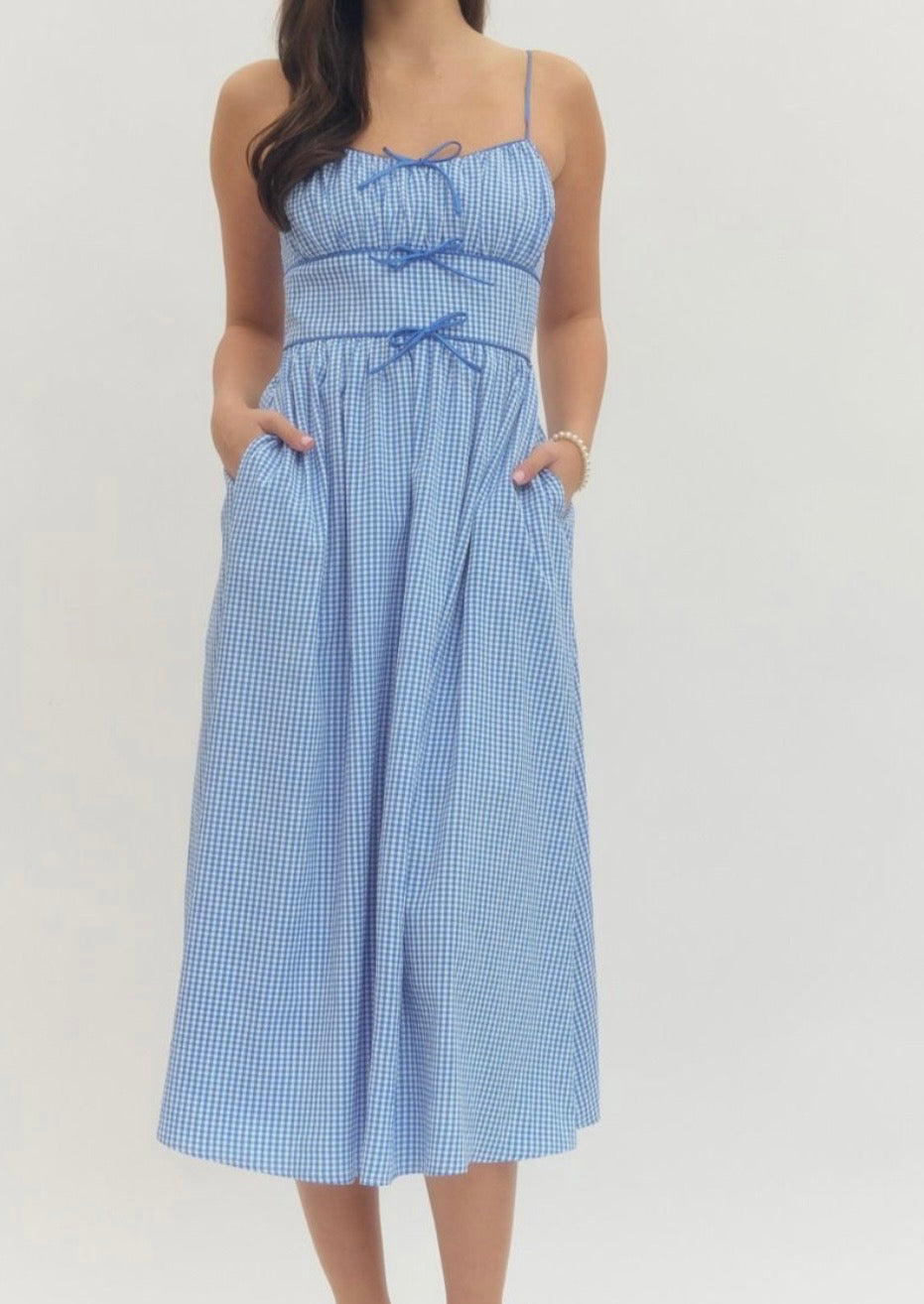 Something Blue Gingham Midi Dress