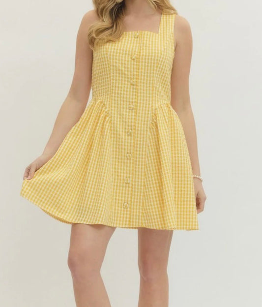 Lemon Meringue Gingham Dress
