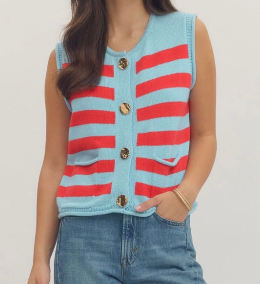 Boardwalk Stripe Sleeveless Knit Top