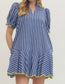 Lemon-Trim Scallop Stripe Dress