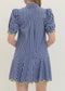 Lemon-Trim Scallop Stripe Dress