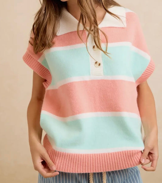 Seaside Sorbet Polo Sweater Top