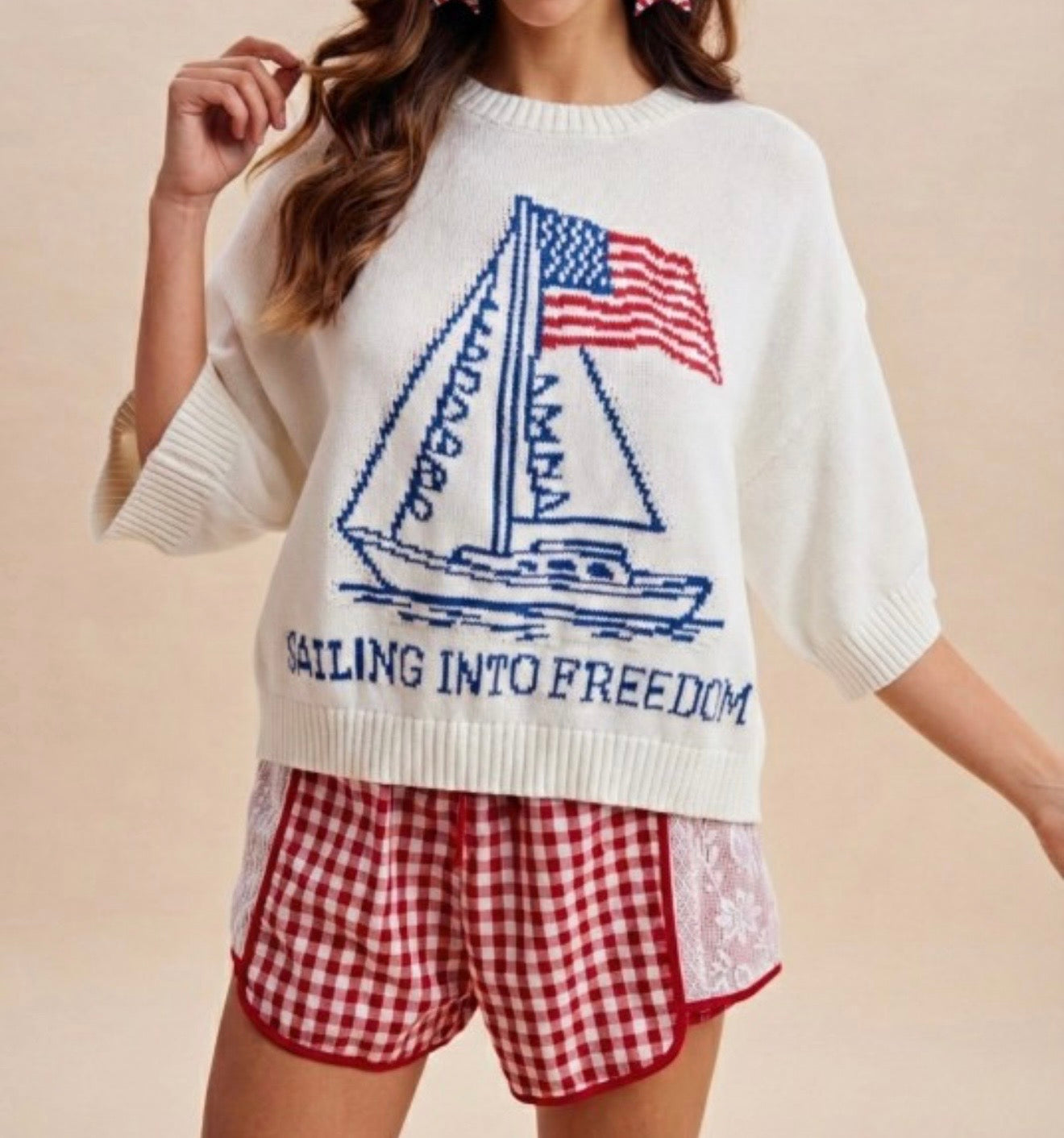 USA Sailor Boat Knit Sweater
