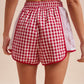 Red Gingham Lace Detail Shorts
