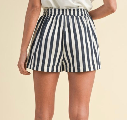 Navy Striped Shorts