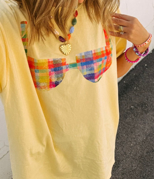 Sunshine Plaid Bikini Tee