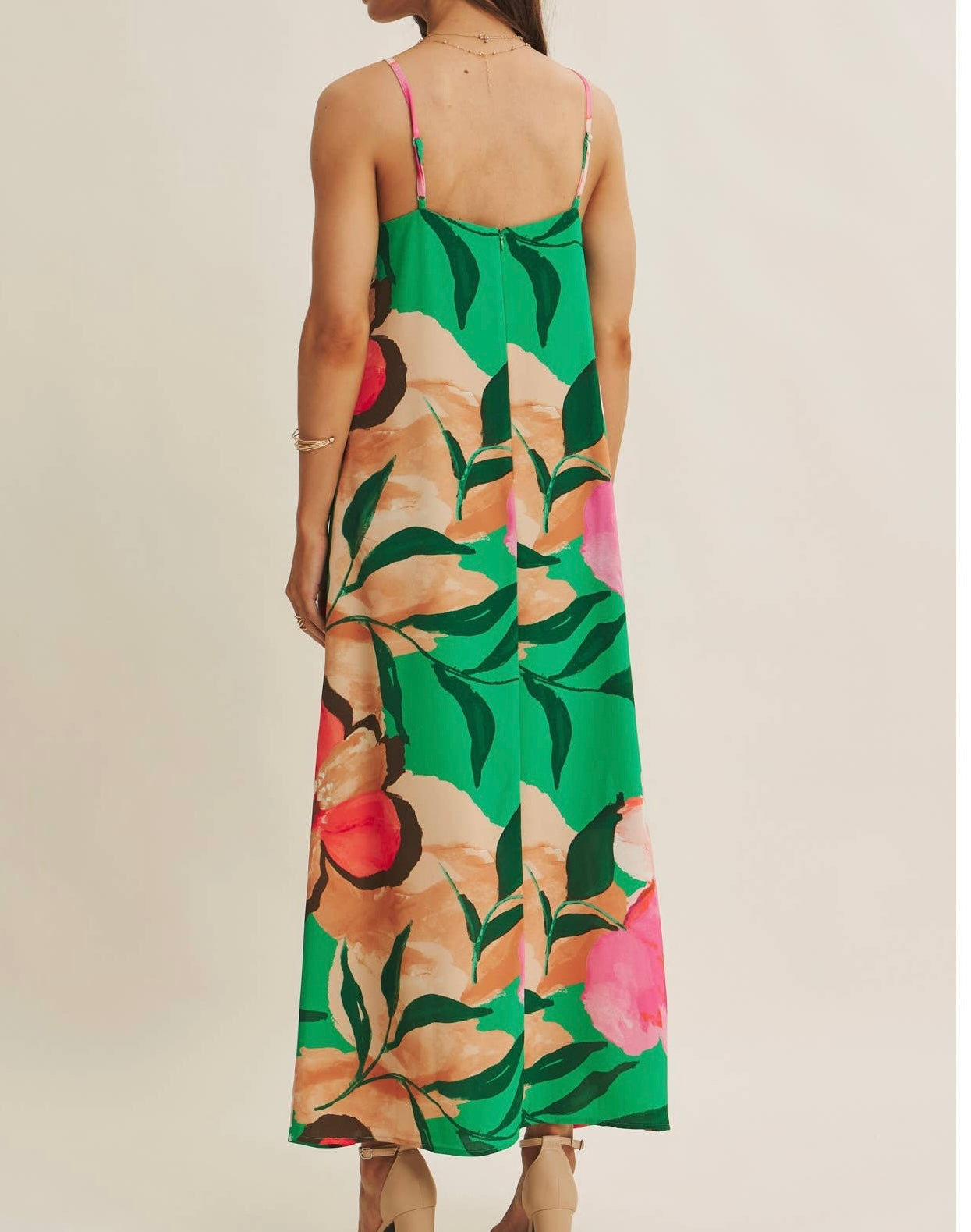 Jade Blossom Breeze Maxi Dress