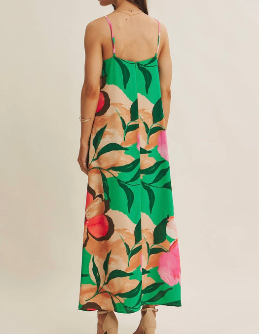 Jade Blossom Breeze Maxi Dress