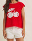 Relaxed Fit Cherry Knit Top