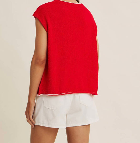 Relaxed Fit Cherry Knit Top