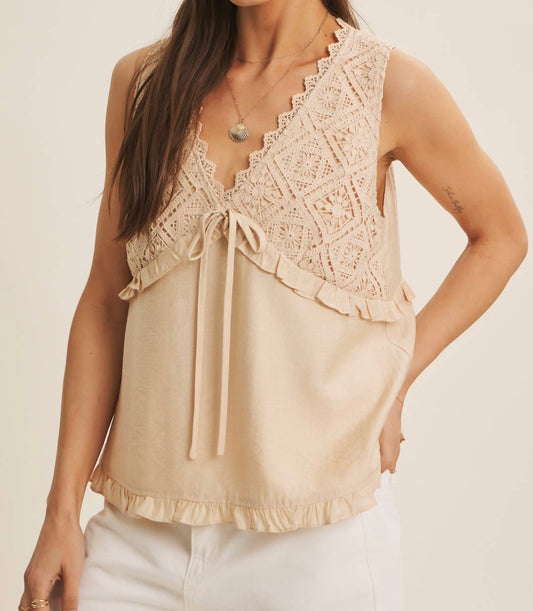 Crochet V-Neck Textured Top