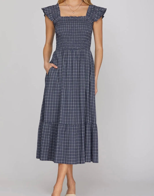 Cottage Coast Gingham Midi Dress
