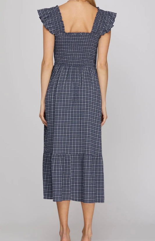 Cottage Coast Gingham Midi Dress