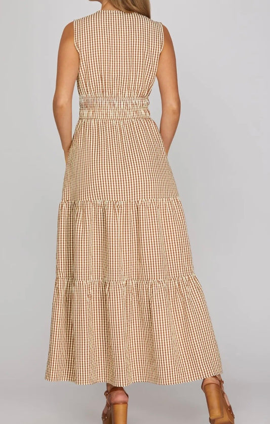 Honey Gingham Tiered Dress