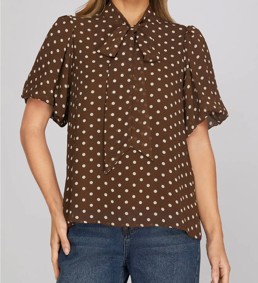Chocolate Truffle Polka Dot Top