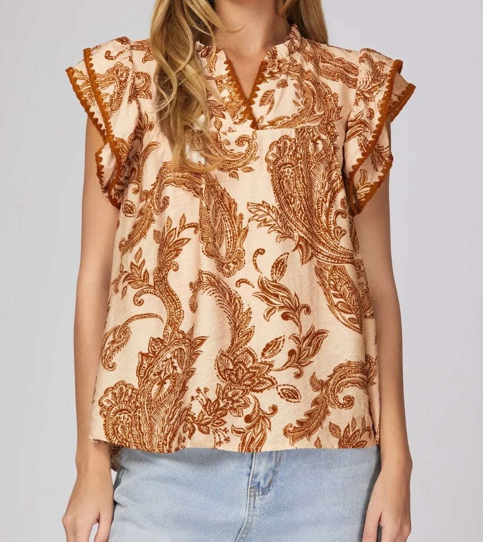 Spiced Chai Paisley Top
