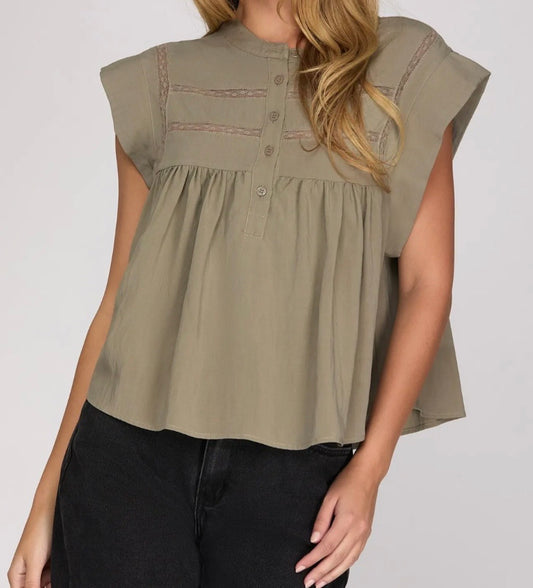 Olive Orchard Lace Top