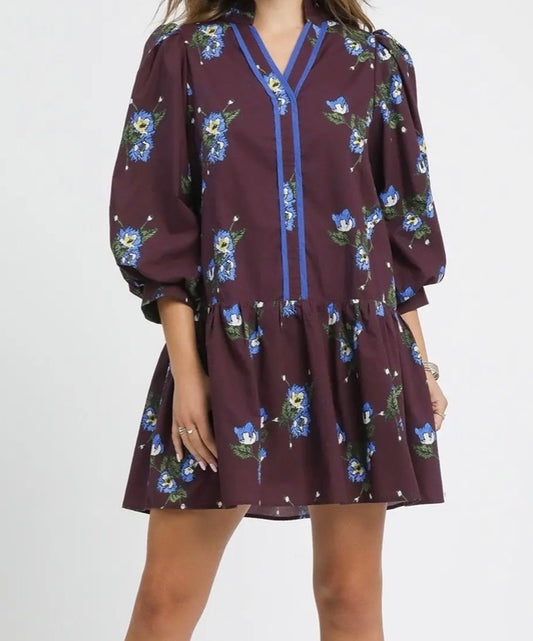 Plum Petals & Periwinkle Dress
