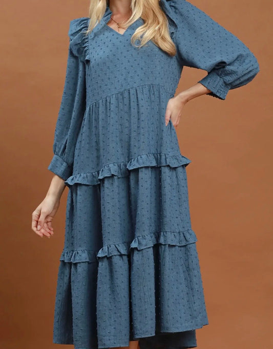 Blue Horizon Ruffle Maxi Dress