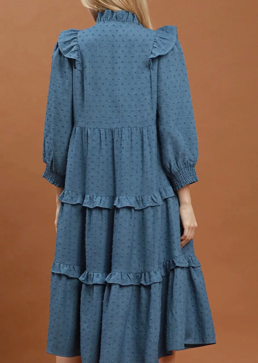 Blue Horizon Ruffle Maxi Dress