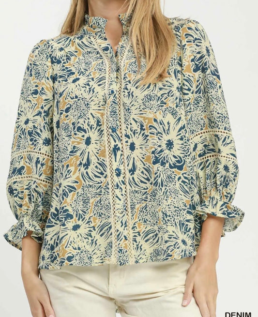 Harbor Bloom Lace-Trim Top