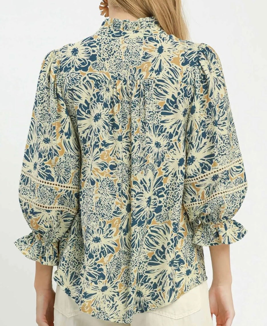 Harbor Bloom Lace-Trim Top