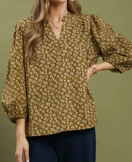 Olive Orchard Floral Top
